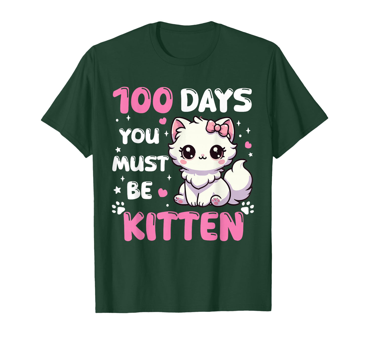 100 Days of School Kitten Cat 100th Day of School Girls T-Shirt