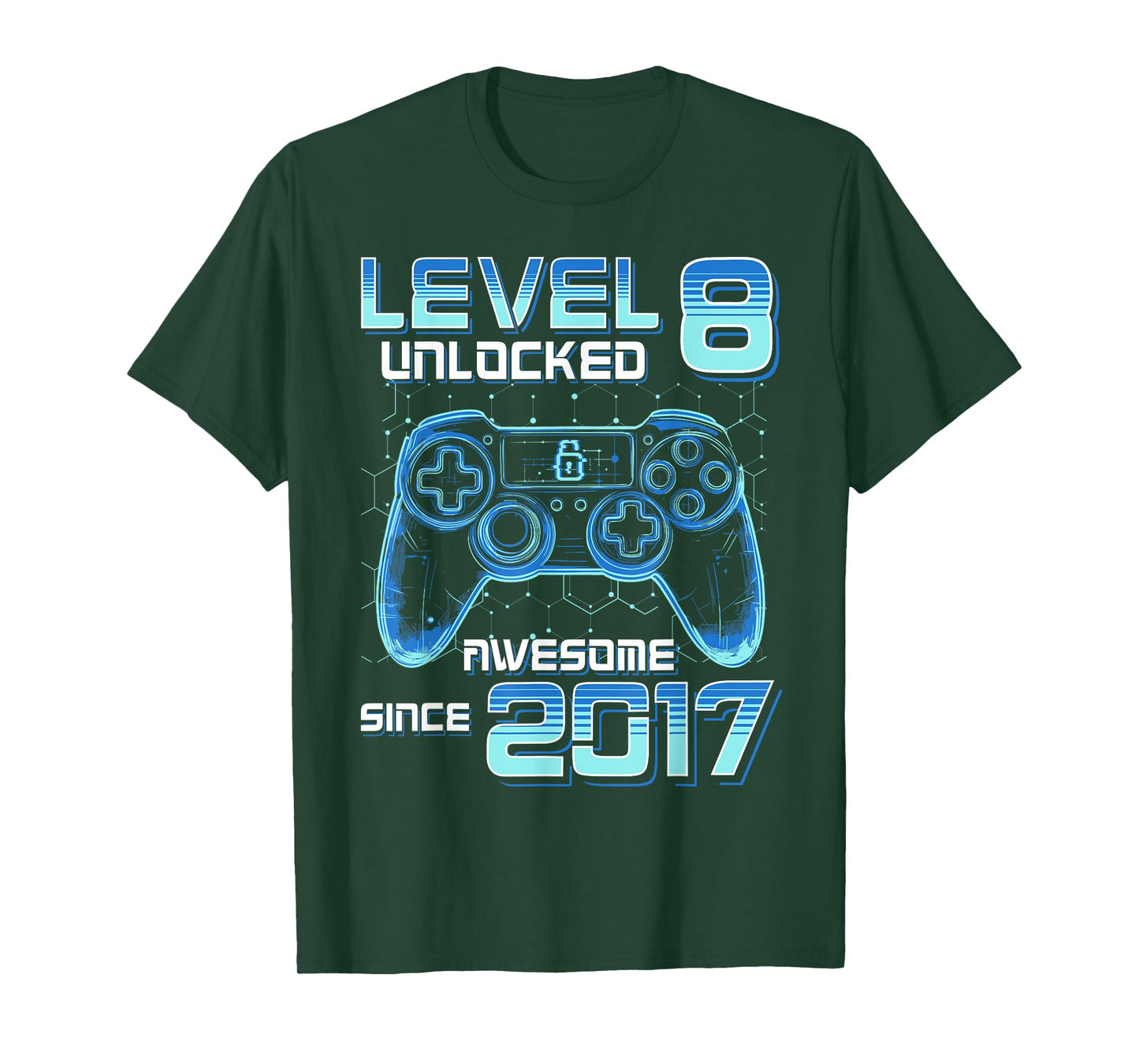 Level 8 Unlocked Video Game Party 8th Birthday Gamer Boys T-Shirt