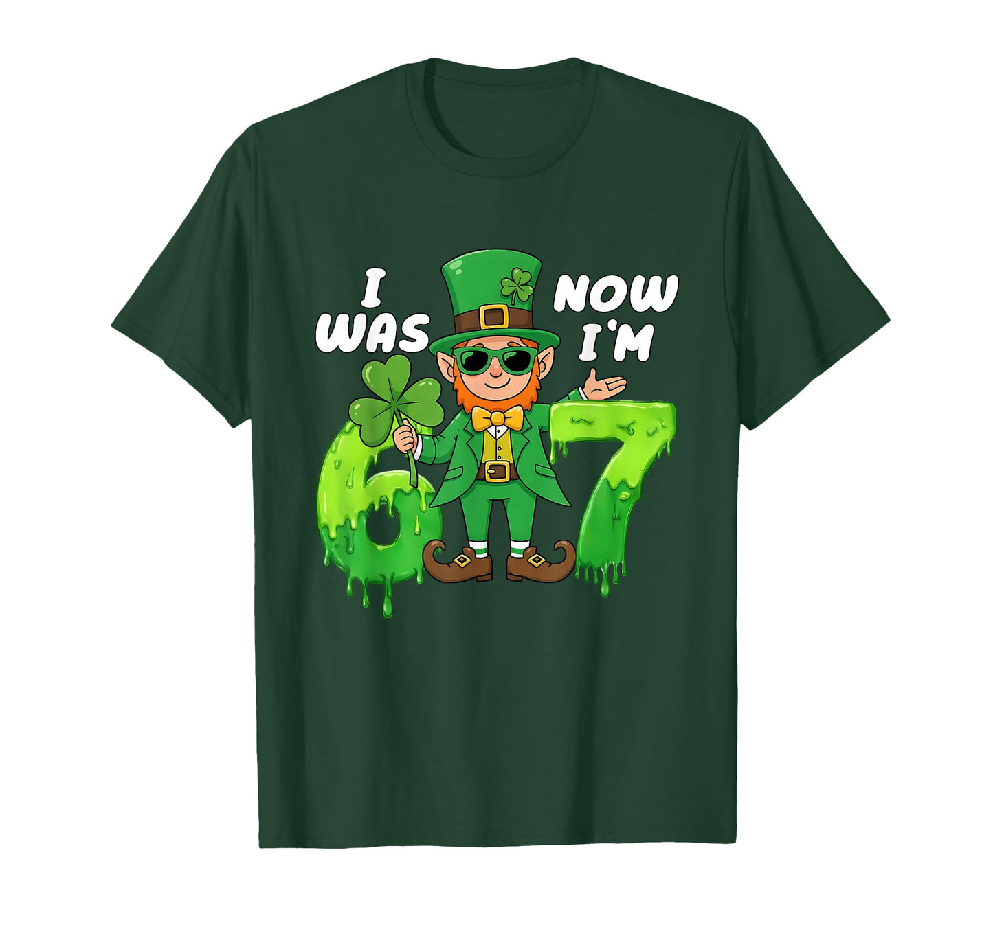 I was 6 Now Im 7 Leprechaun St Patricks Day 7th Birthday Boy T-Shirt
