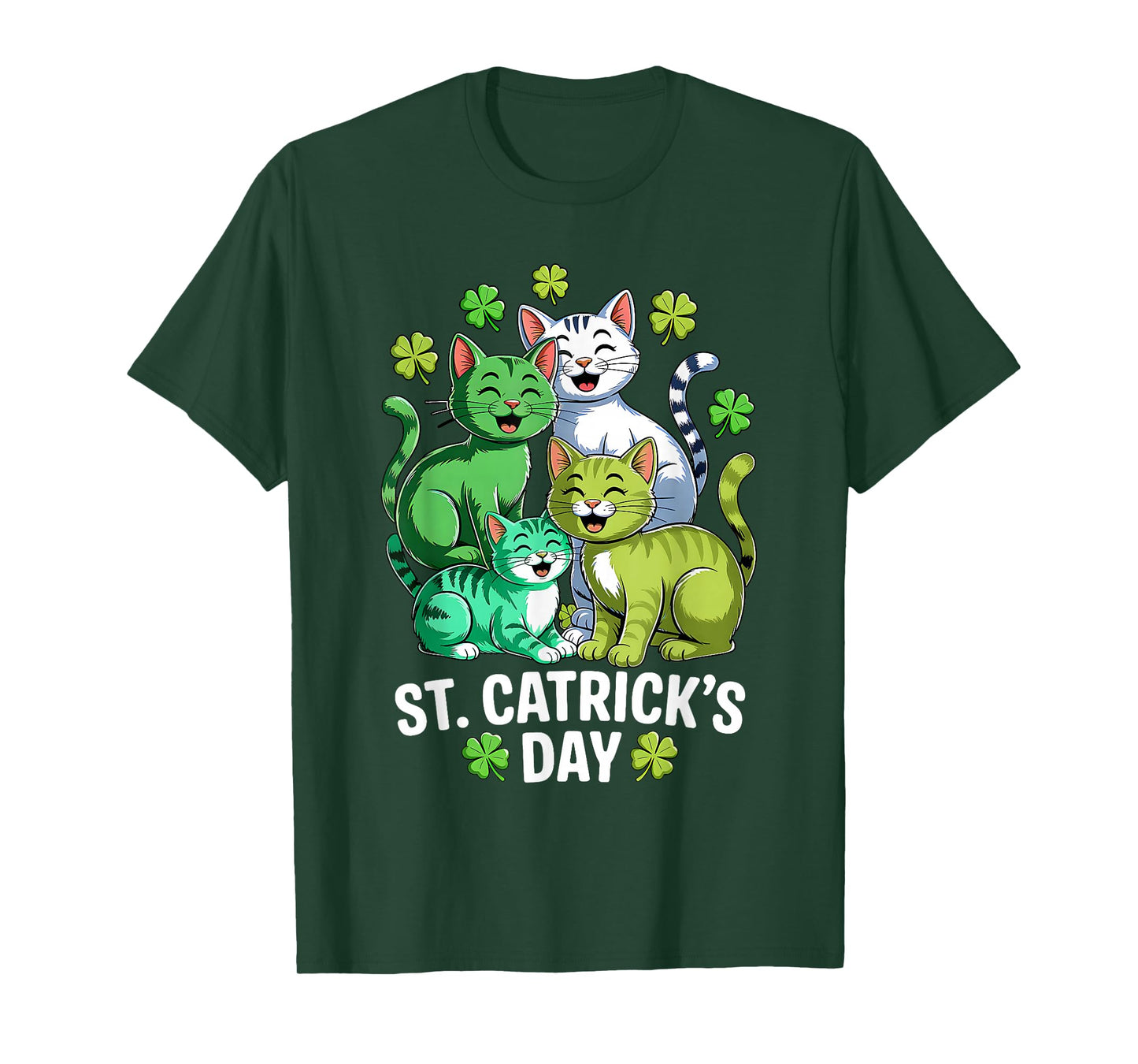 St Patricks Catricks Day Cats Saint Pattys Women Girls Kids T-Shirt