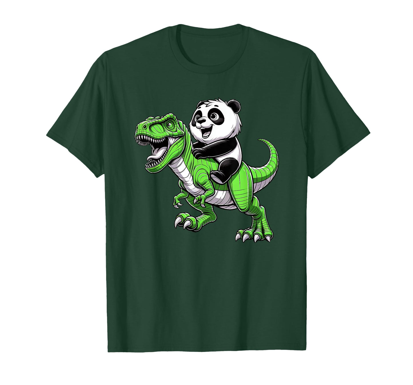 Cute T rex Panda Funny Riding Dinosaur Boys Girls Kids T-Shirt