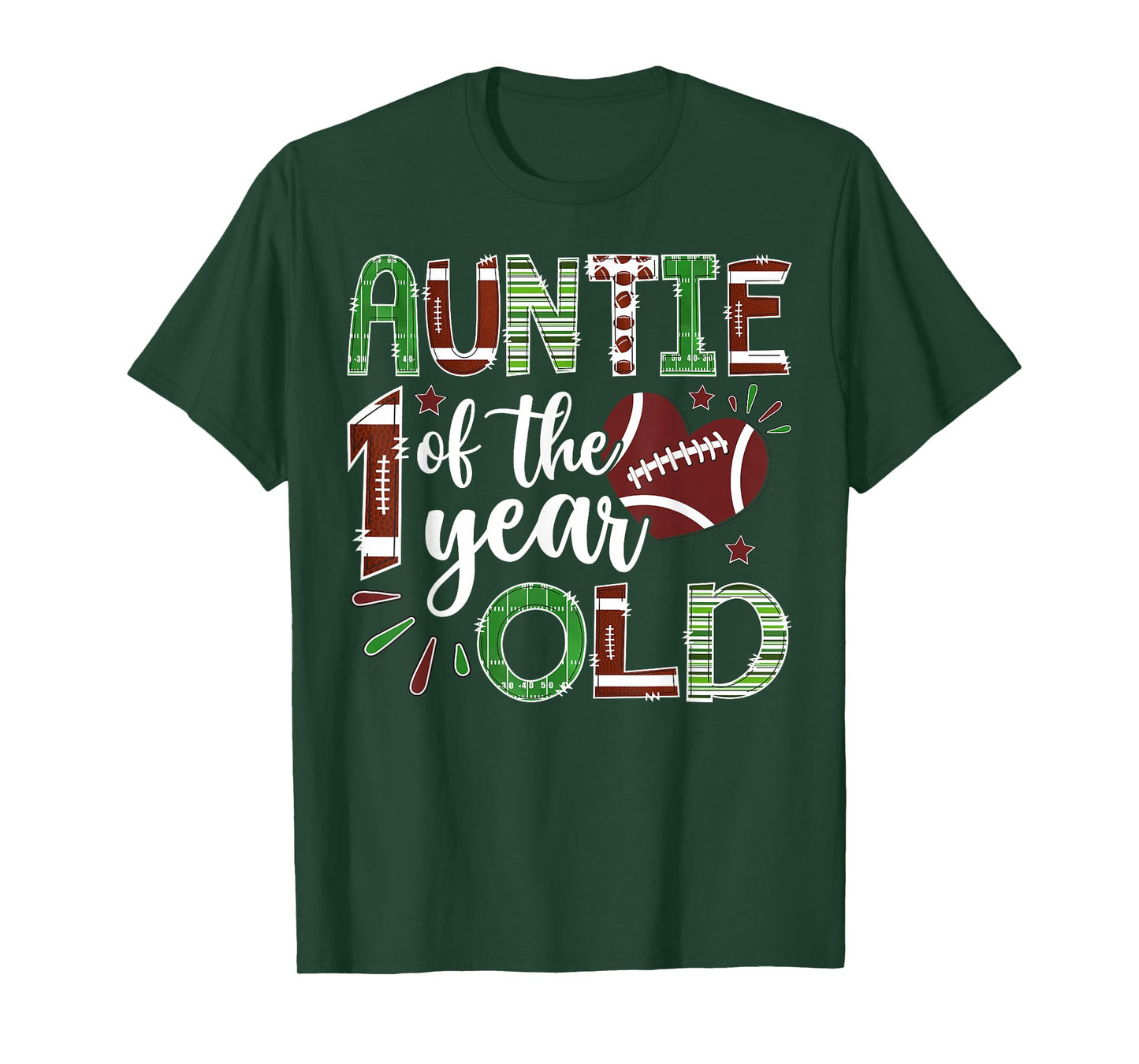Auntie of The 1 Year Old Football First Birthday Boy T-Shirt