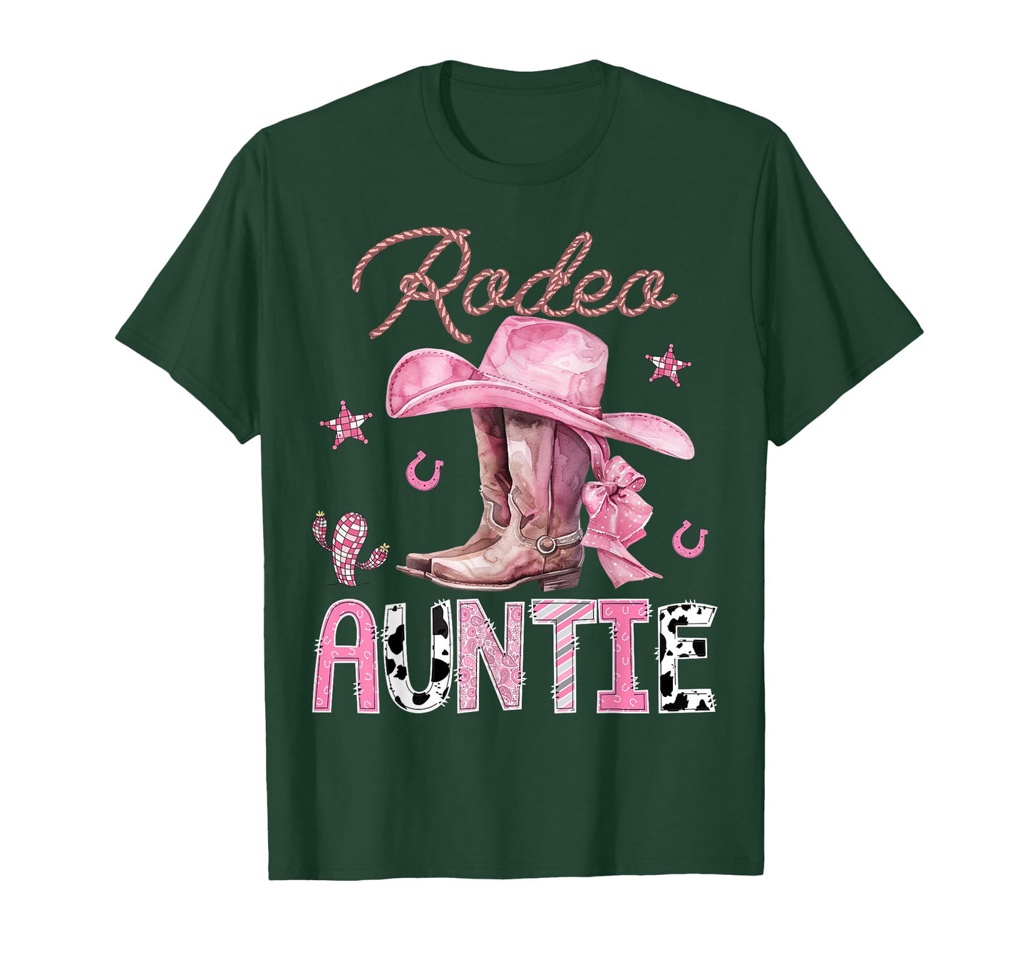 Rodeo Auntie Pink Boots Coquette CowGirl Birthday Party T-Shirt