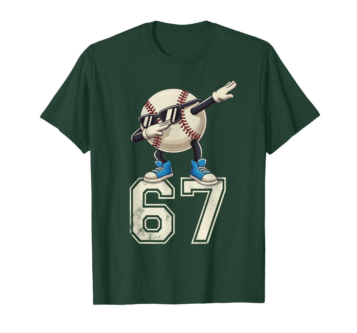 Boys Kids 67 Six Seven Sunglasses Dabbing Baseball Lover T-Shirt
