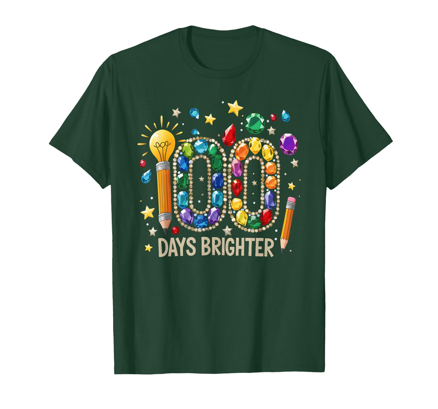 100 Days Brighter Happy 100 Days of School Teachers Kids T-Shirt