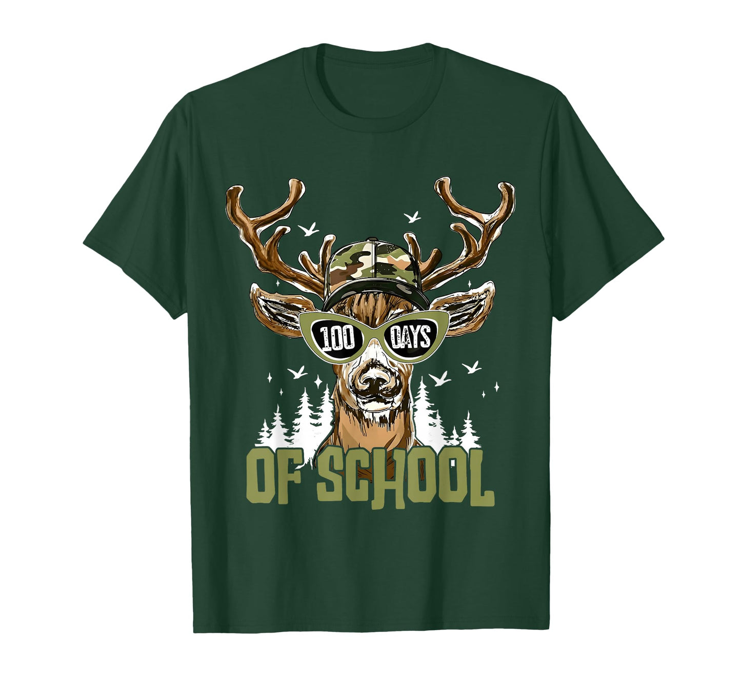 100 Days of School Funny Buck Deer Hunter Boy Girl Teacher T-Shirt