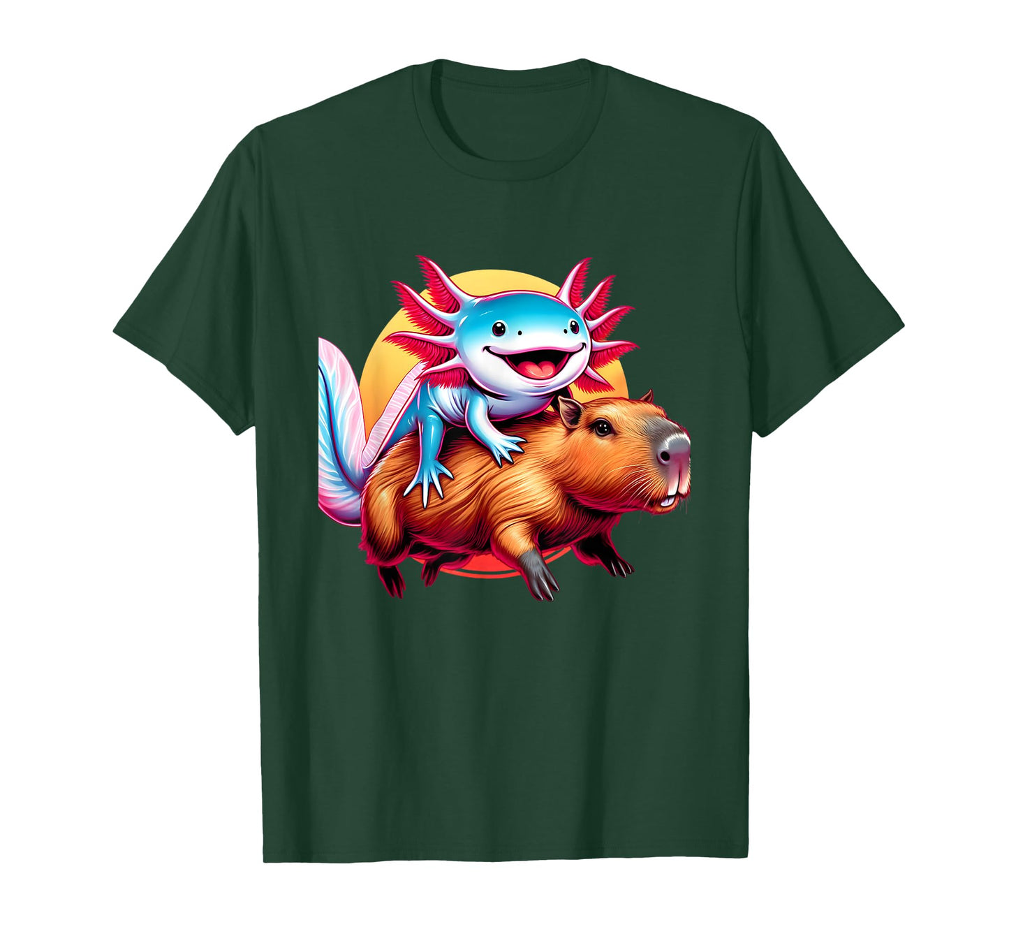 Funny Capybara Graphic Tee Men Women Kids Boys Axolotl Lover T-Shirt