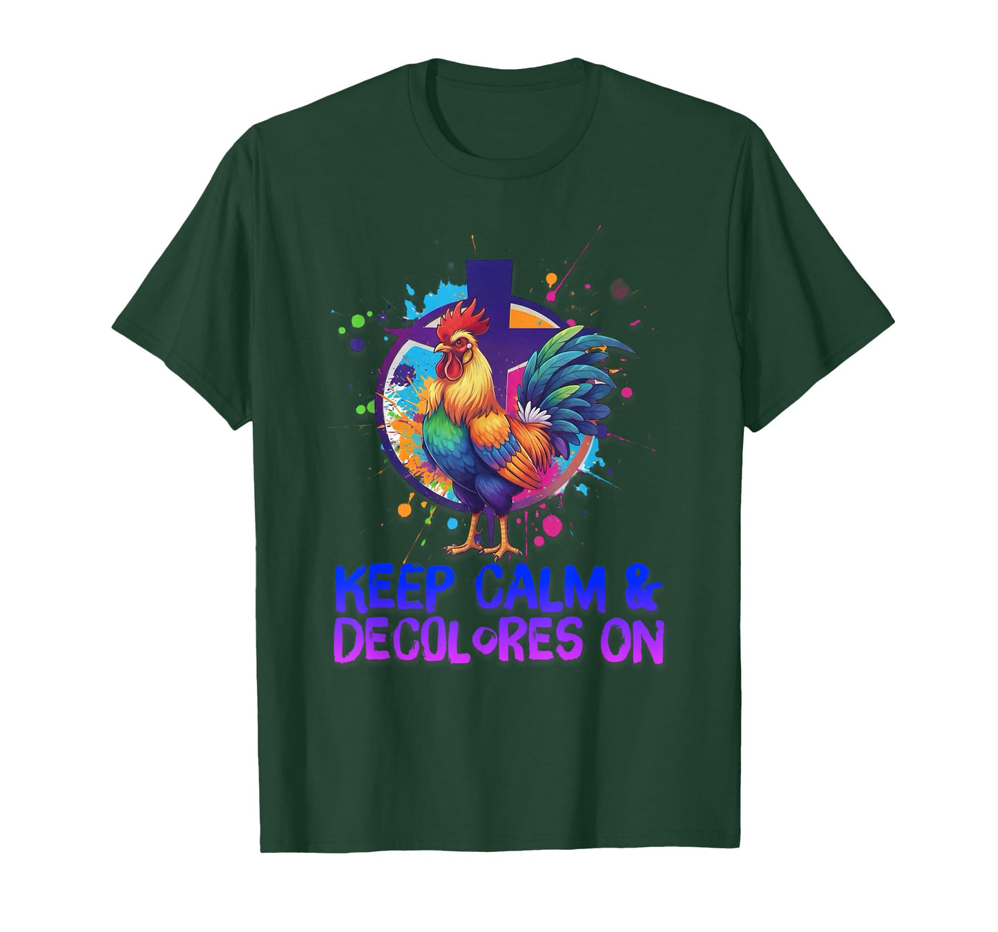 DeColores Cursillo Rainbow Rooster Catholic T-Shirt