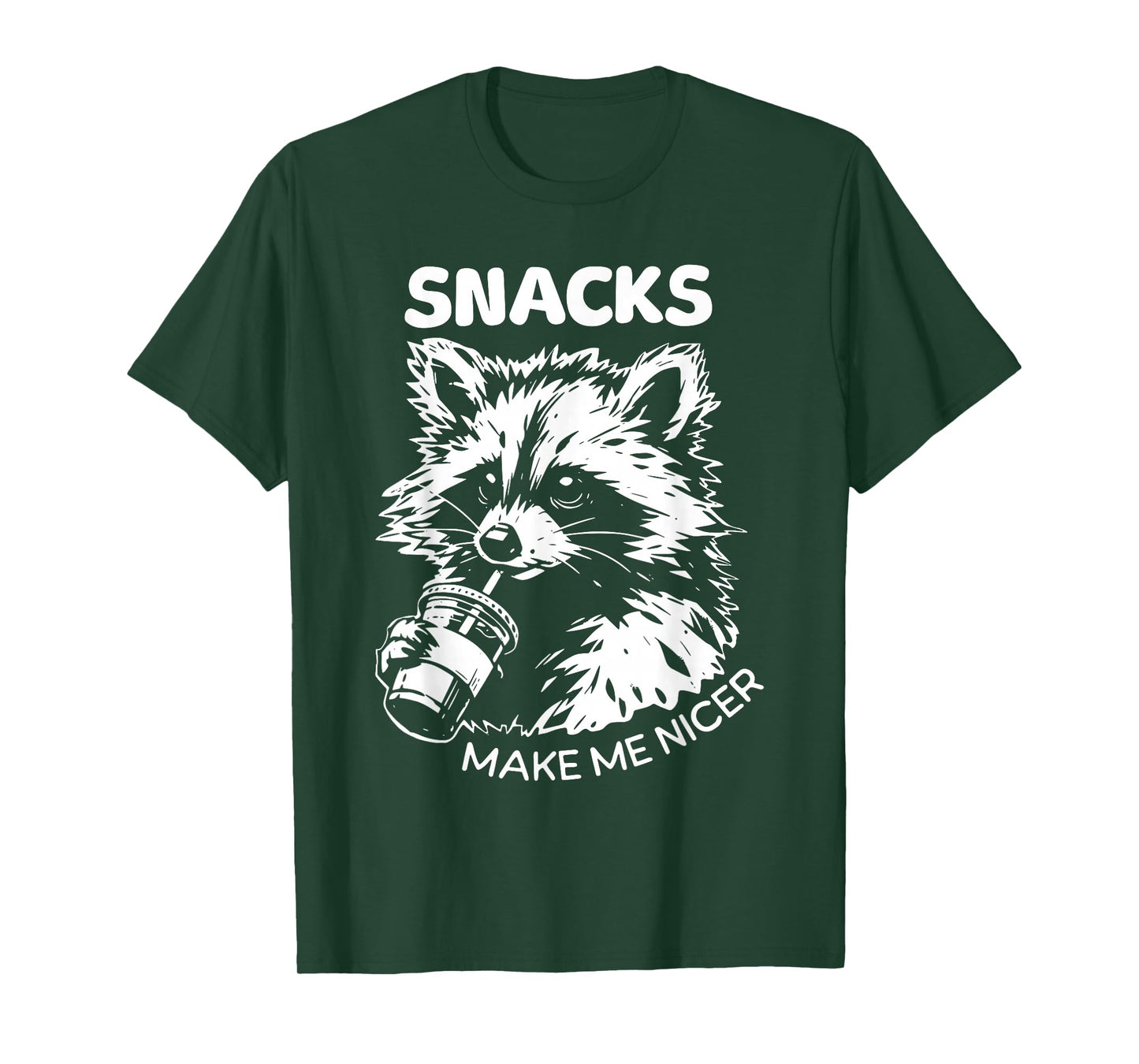 Retro Snacks Make Me Nicer Raccoon Meme Animal Sarcastic T-Shirt