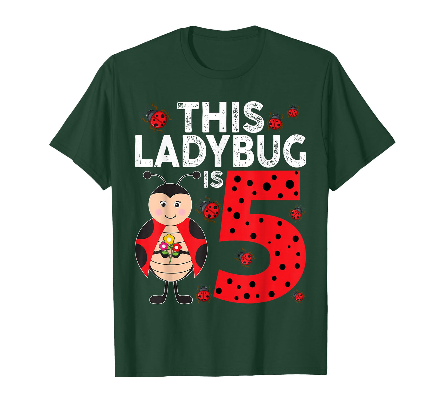 Kids This Ladybug Is 5 Kids 5th Birthday Ladybug T-Shirt