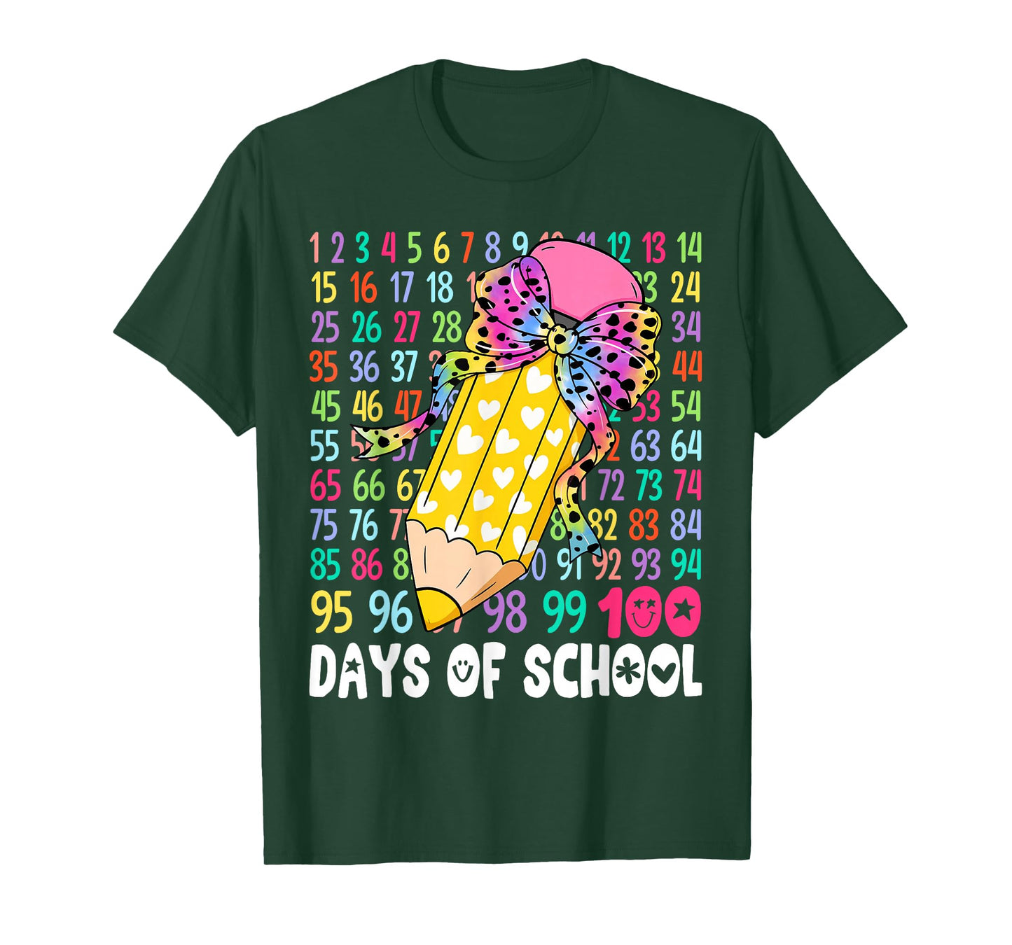 100 Days of School Girls Coquette Bow 100th Day of School T-Shirt