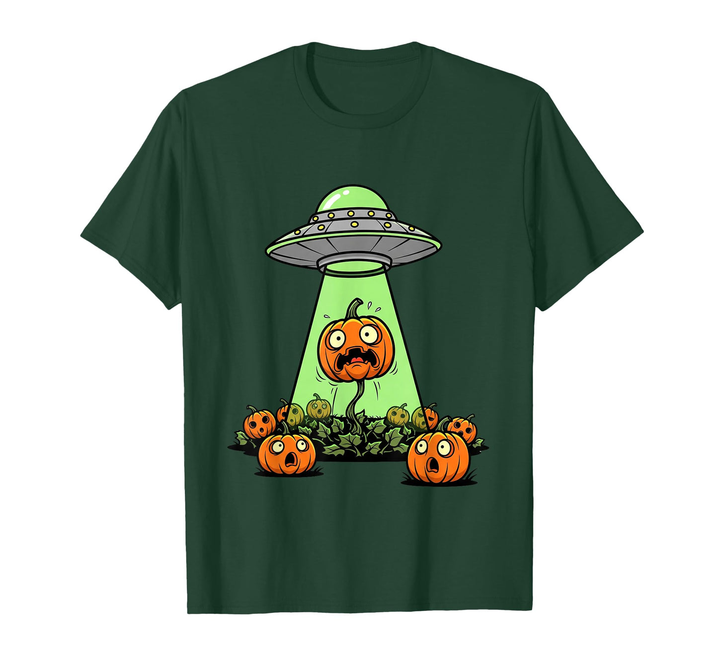 Alien Abduction Funny Pumpkin Halloween Light UFO Tee Jack O T-Shirt