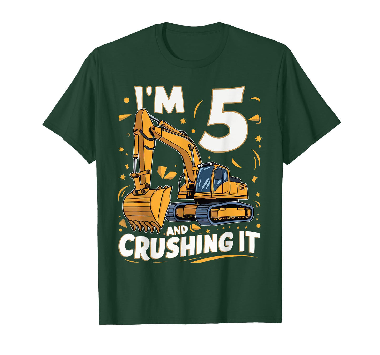 Construction Truck 5th Birthday 5 Years Old Digger Builder T-Shirt