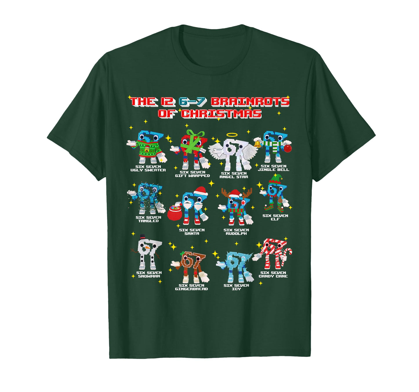 The 12 67 Brainrots of Christmas Funny 6-7 Brainrot for Kids T-Shirt