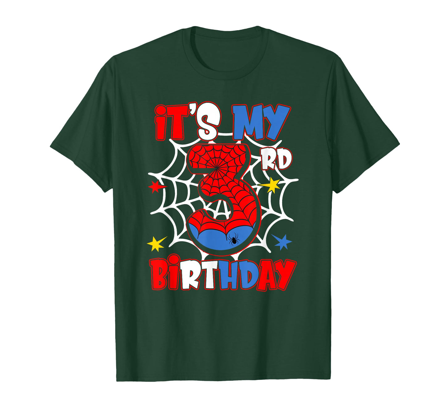 It's My 3rd Birthday Spider Theme Party 3 Year Old Boys Kids T-Shirt