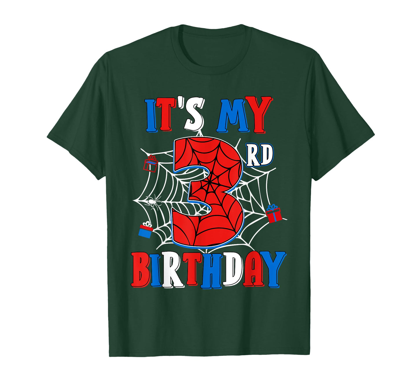 Birthday Boy Kid It's My 3rd Birthday Spider Web 3 Year Old T-Shirt