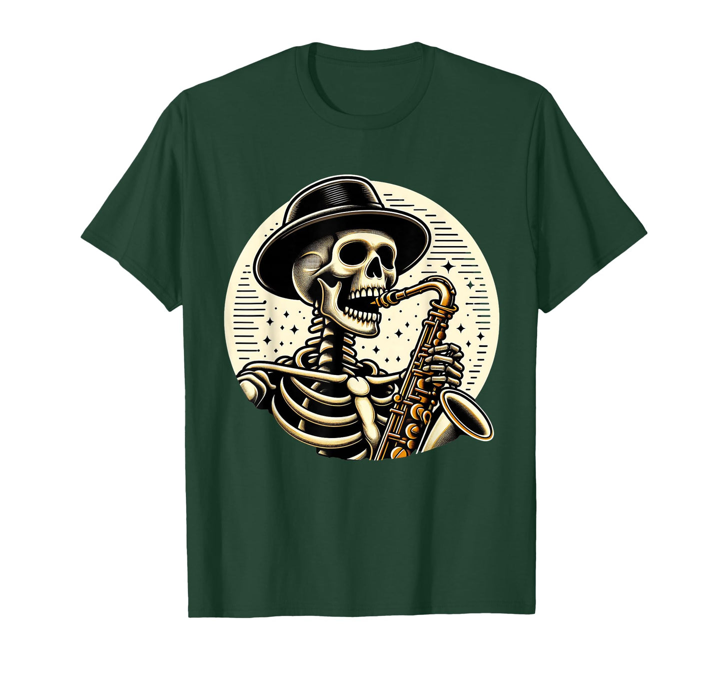 Saxophone Men Skeleton Playing Alto Sax Musical Halloween T-Shirt