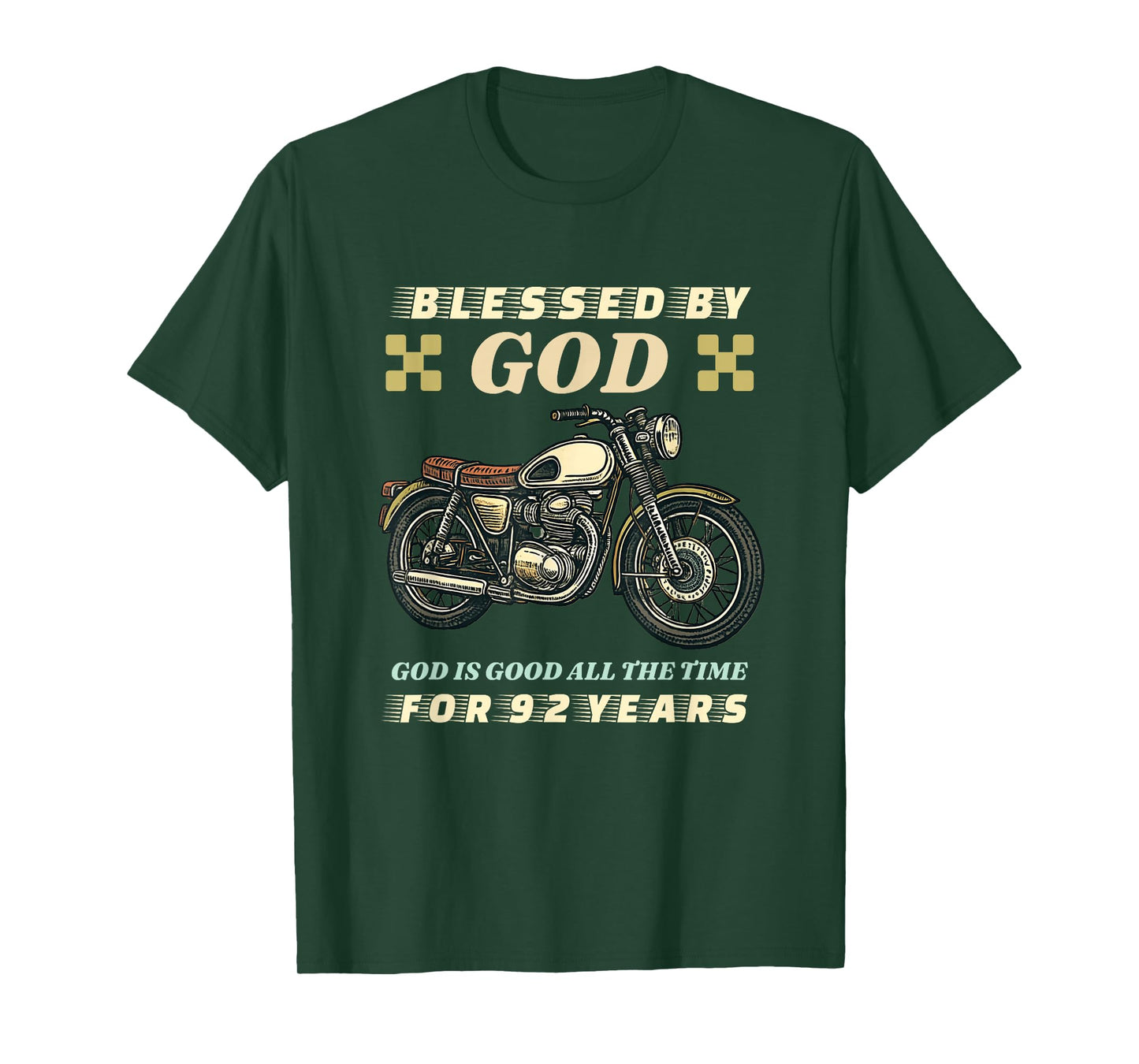 Blessed by God for 92 Years Old Motorcycle 92nd Birthday T-Shirt