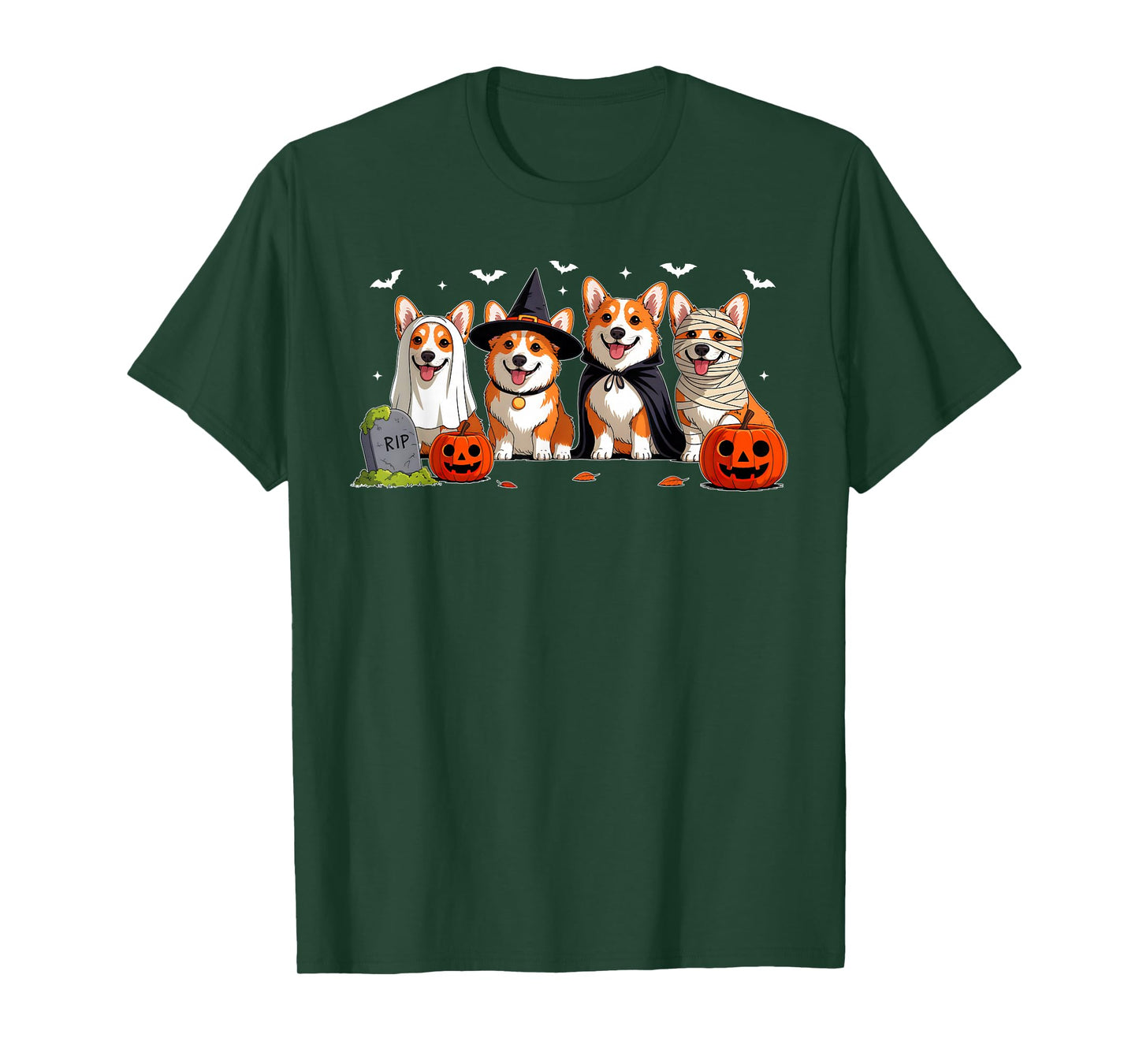 Corgi Dog Ghost Witch Mummy Pumpkin Halloween Spooky Season T-Shirt