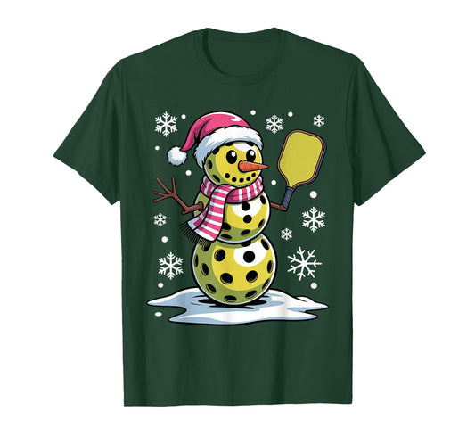 Santa Hat Snowman Xmas Pickleball Christmas T-Shirt