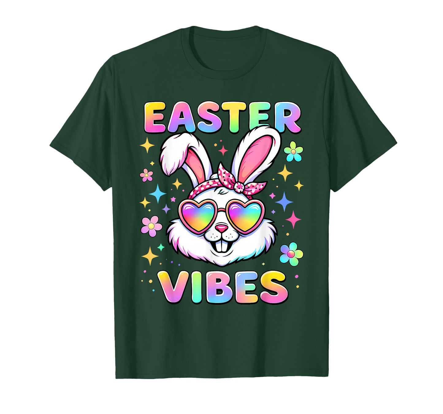 Kids Girls Easter Bunny Face Vibes Easter Kids Girls Women T-Shirt