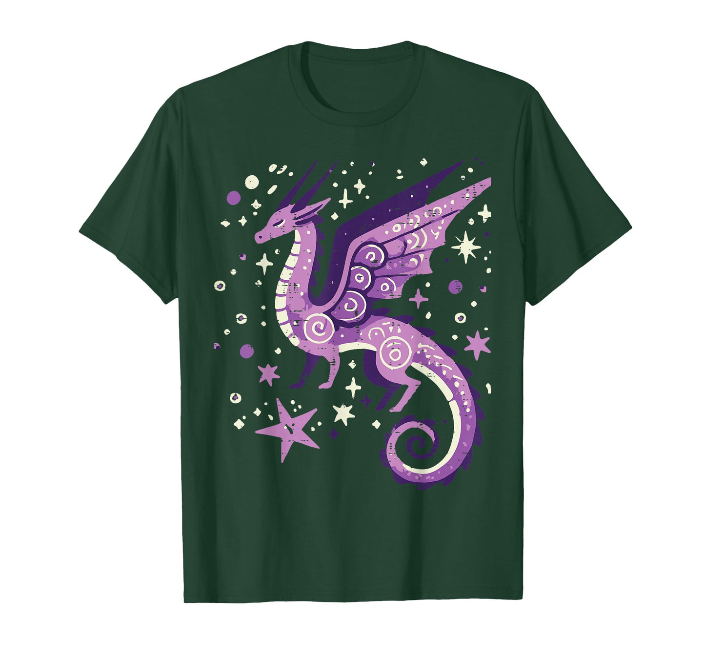 Purple Dragon Stars Cute Fantasy Mythical Girls Kids Women T-Shirt