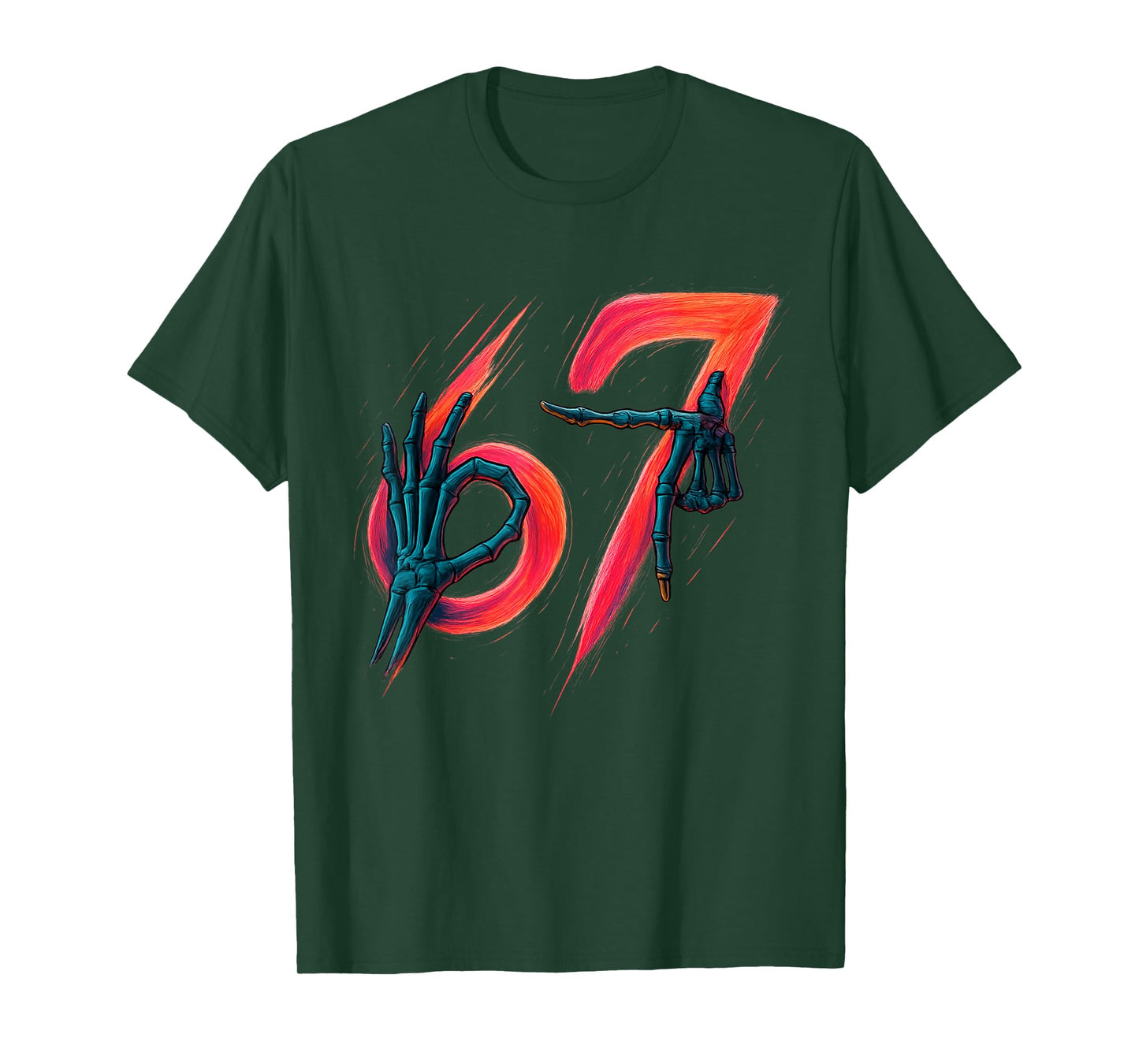 67 Meme Trendy Skeleton Halloween Funny Six Seven Gen Alpha T-Shirt