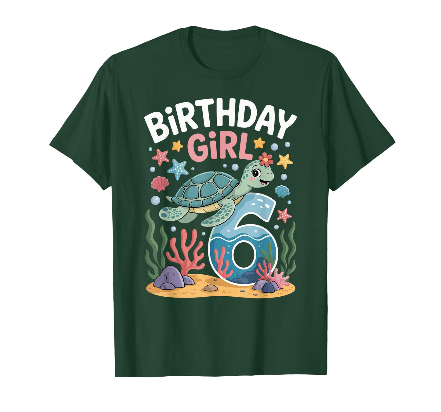 Birthday Girl 6th Sea Turtle Ocean Theme T-Shirt