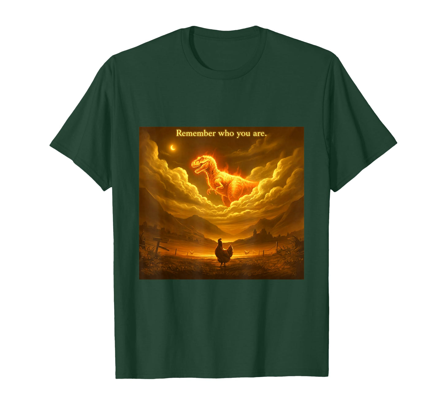 Remember Who You are Funny Evolution Meme Chicken Dinosaur T-Shirt