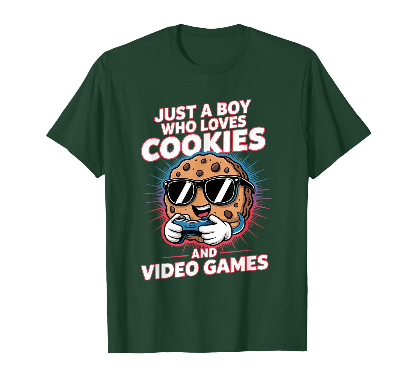Just A Boy Who Loves Cookies Video Games Cookie Lover Gamer T-Shirt