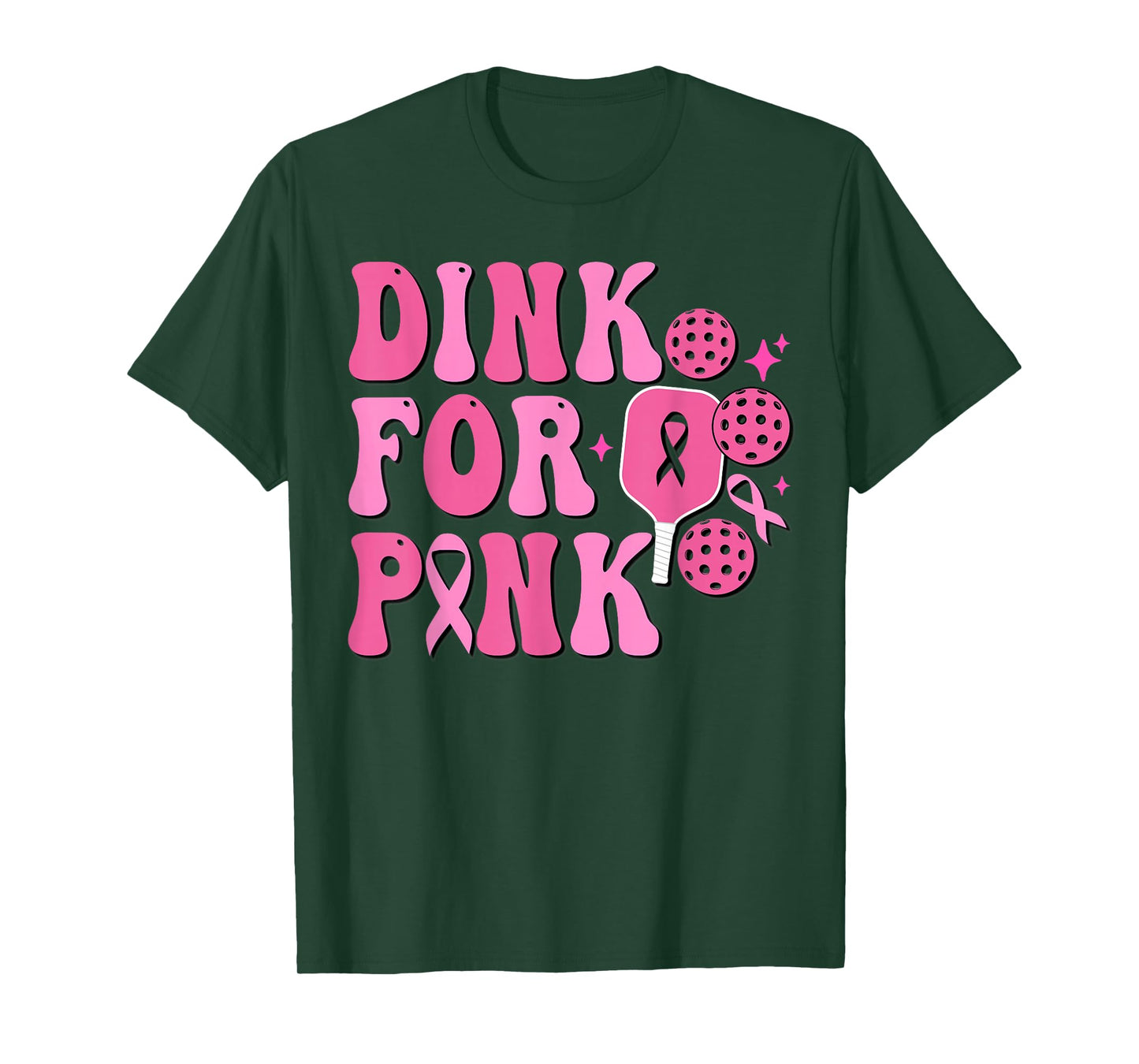 Dink For Pink Breast Cancer Awareness Pickleball Pink Ribbon T-Shirt