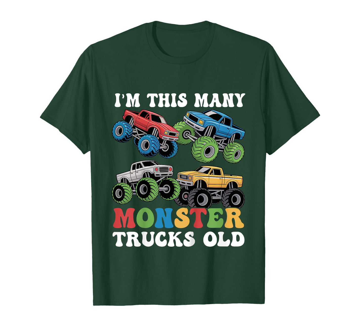 Kids I'm This Many Monster Truck Old 4th Birthday Boy for kids T-Shirt