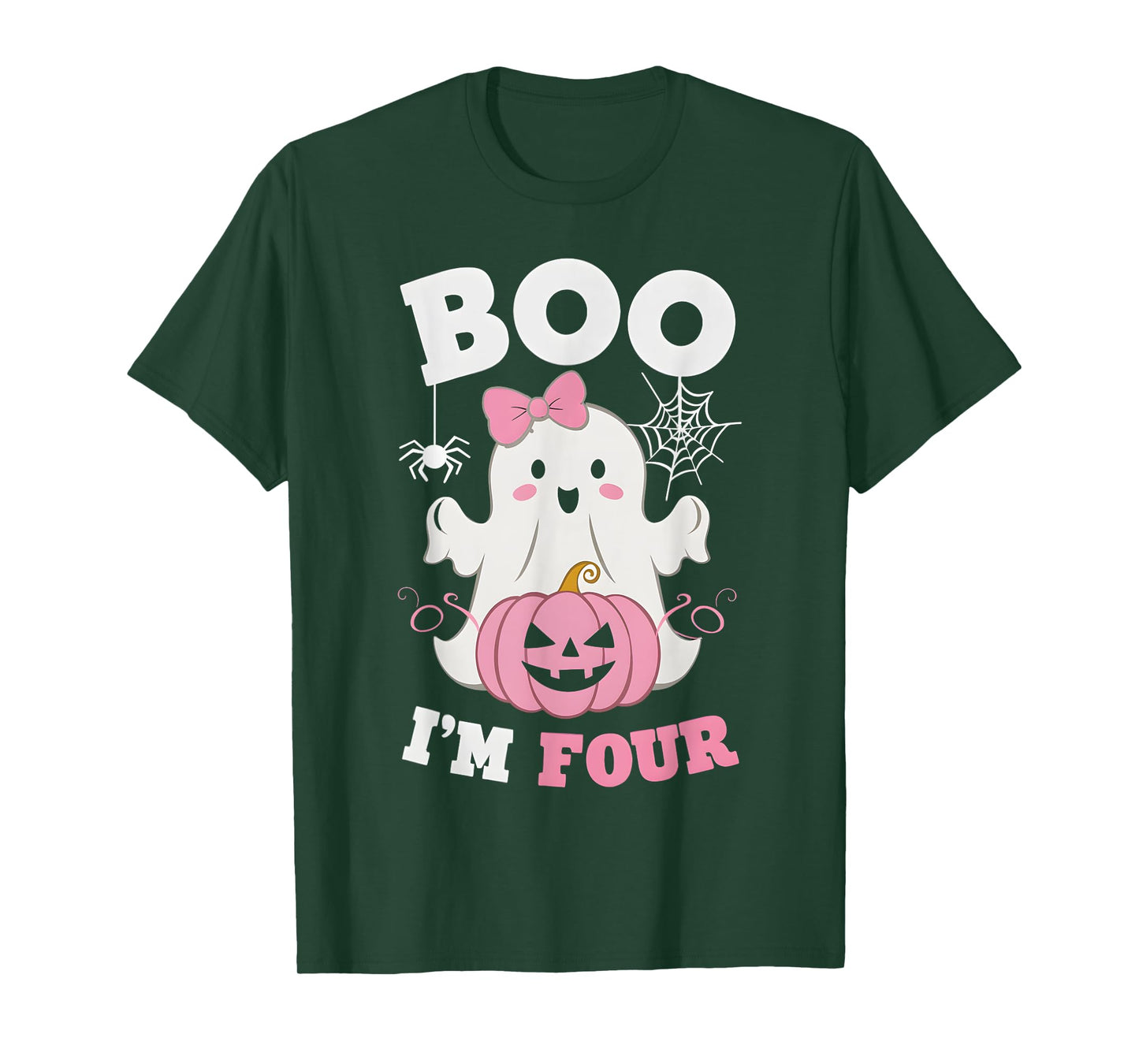 Ghost Boo I'm Four Year 4th Birthday Girls Halloween Groovy T-Shirt
