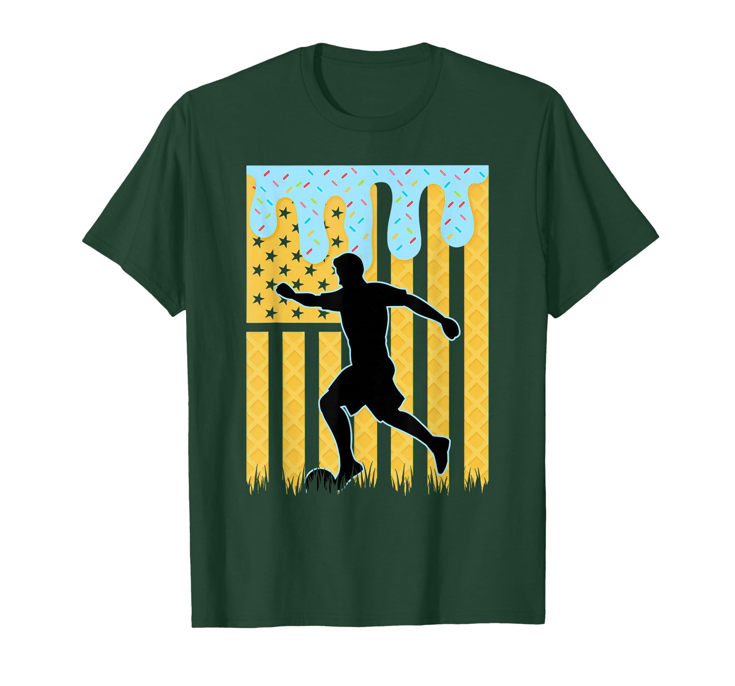 Soccer Drip Boys Dripping Ice Cream American Flag Soccer T-Shirt