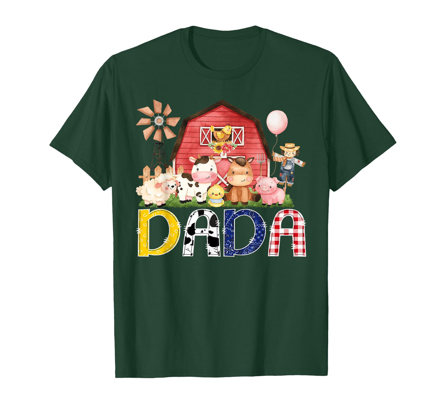 Dada Of The Birthday Boy/Girl/Kids Red Farm Cow T-Shirt