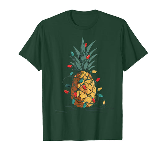 Funny Pineapple Christmas Graphics Lights Lover T-Shirt