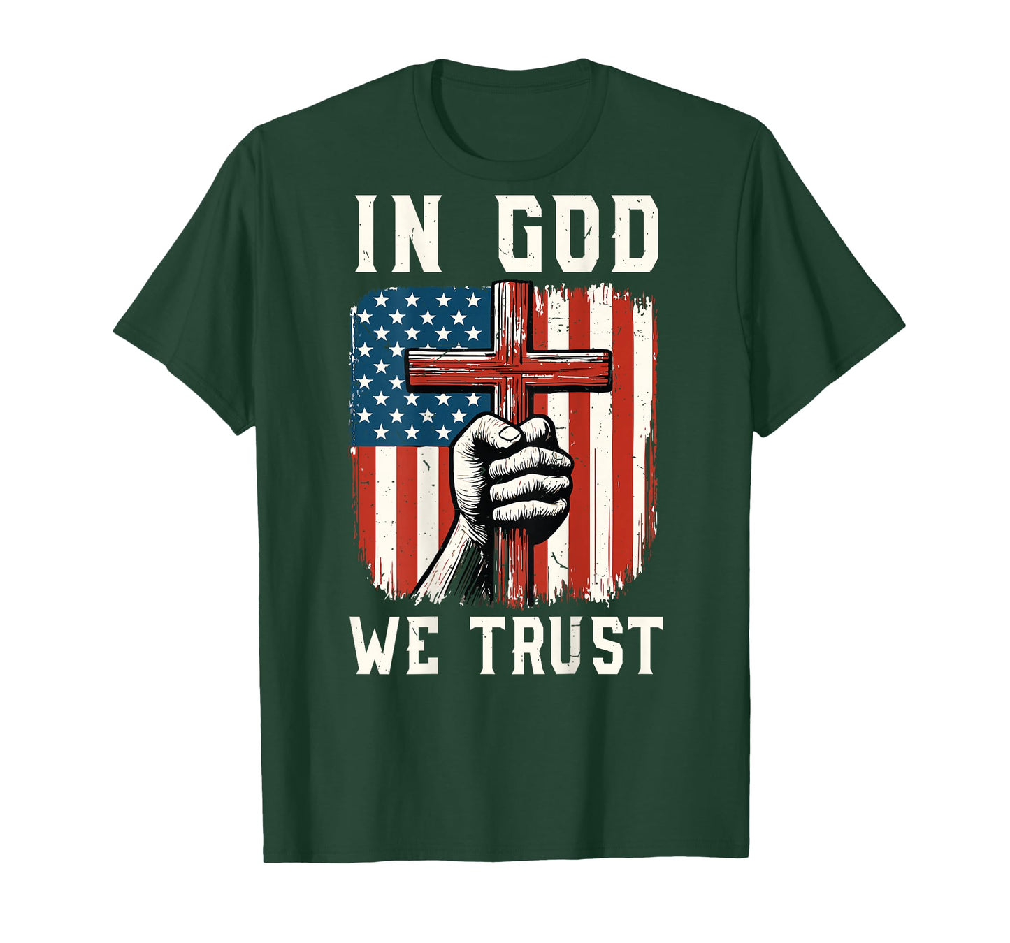Mens in God We Trust Patriotic Christian Faith American Flag T-Shirt