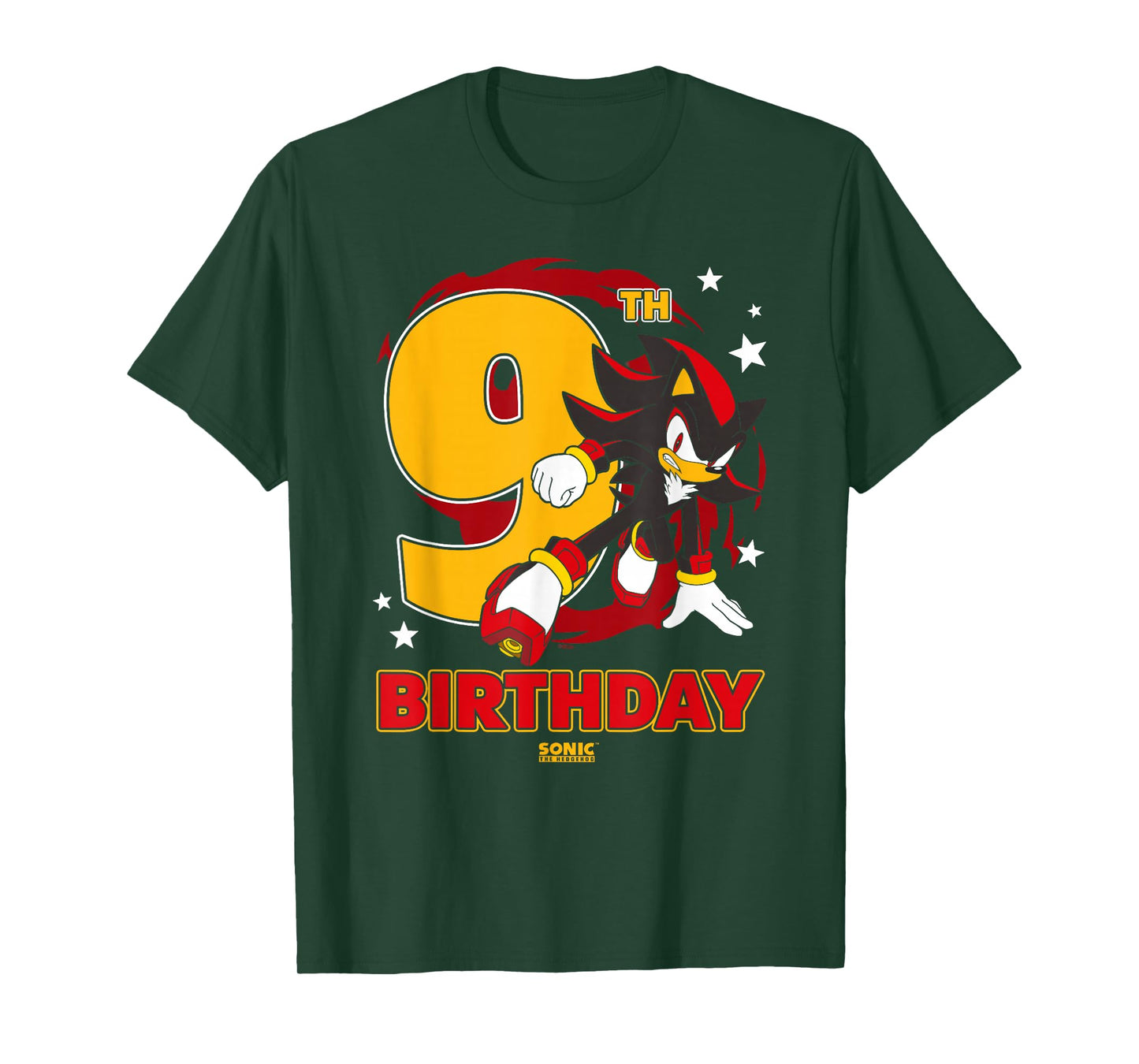 Sonic The Hedgehog Epic Shadow 9th Birthday Big Chest Logo T-Shirt
