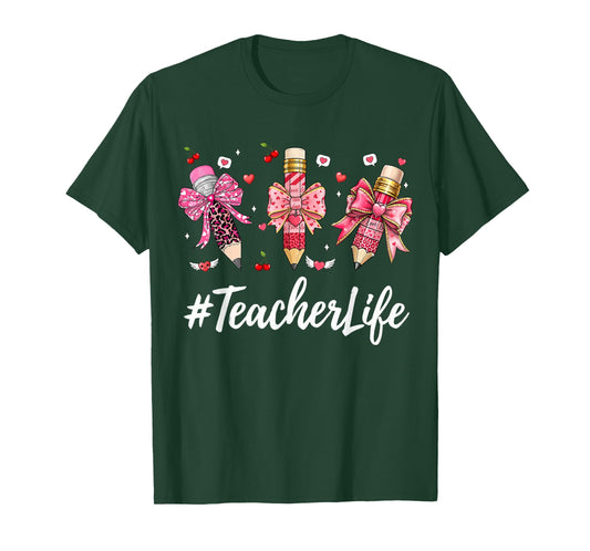 Teacher Valentine Coquette Bow Teacher Valentines Day T-Shirt
