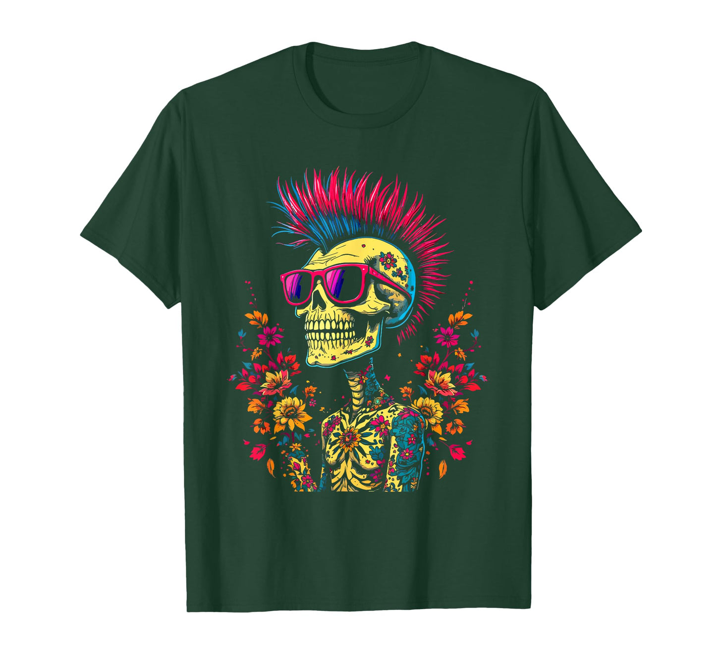 Funny Skeleton Punk Rock Mohawk Rocker for Toddlers Boy Kids T-Shirt