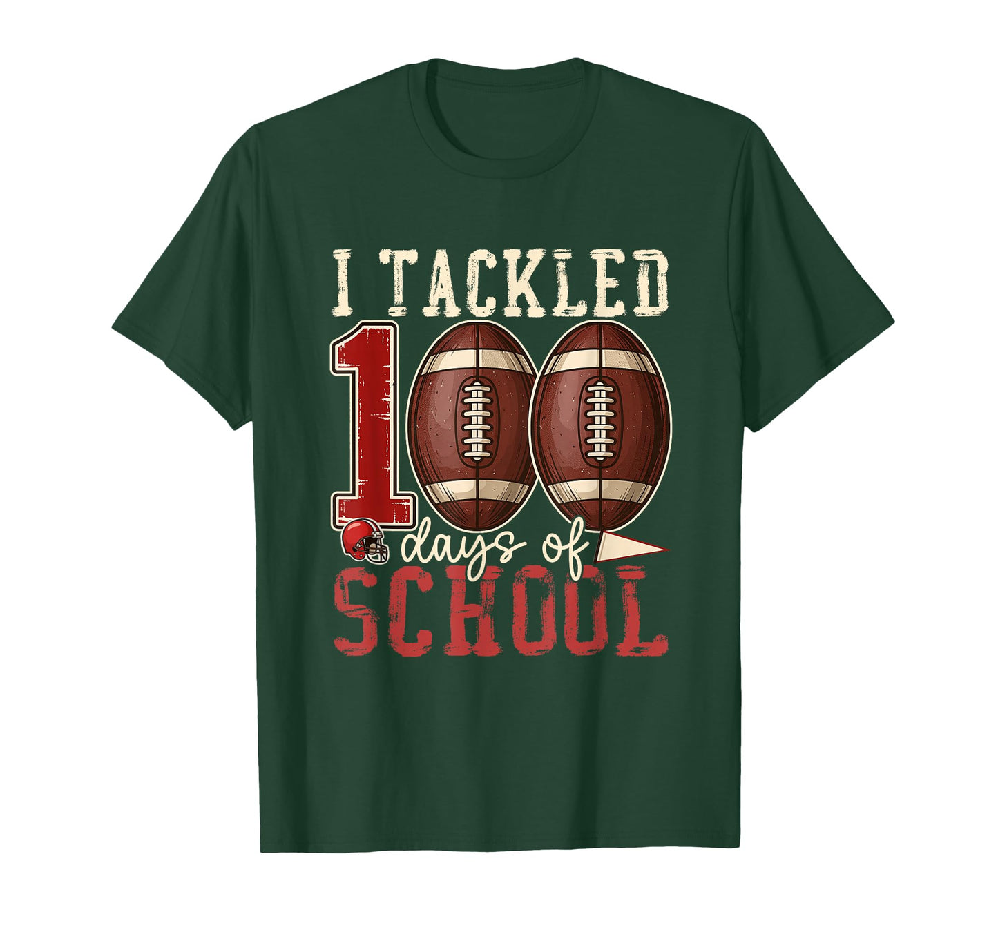I Tackled 100 Days of School Football Boys Kids 100th Day T-Shirt