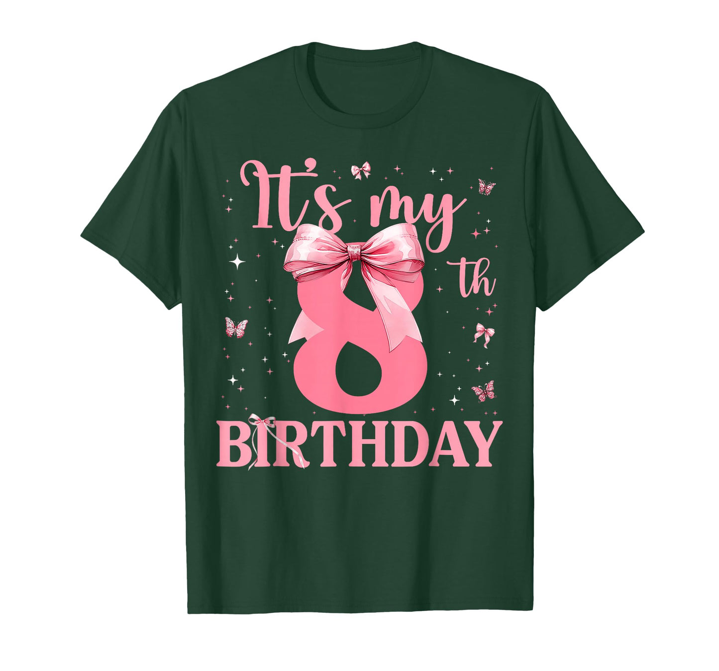 8th Birthday Coquette Bow 8 Years Old Birthday Girl Kids T-Shirt