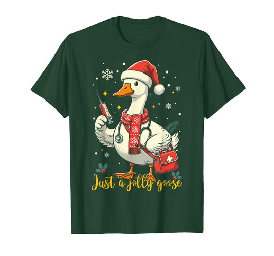 Just A Jolly Goose Nurse Christmas Funny Goose Nurse Xmas T-Shirt