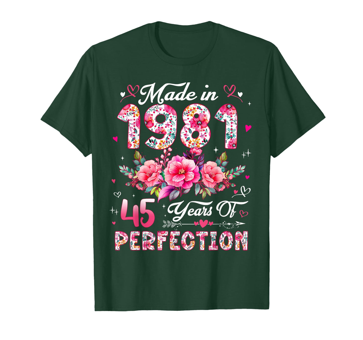45 Year Old Made in 1981 Floral 45th Birthday Women T-Shirt