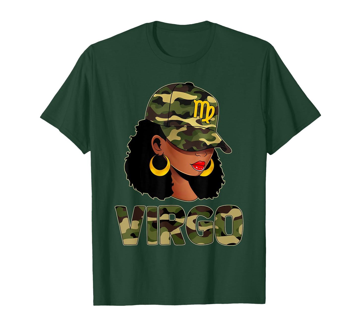 Virgo Queen Camouflage Black Woman Cap Zodiac Sign T-Shirt