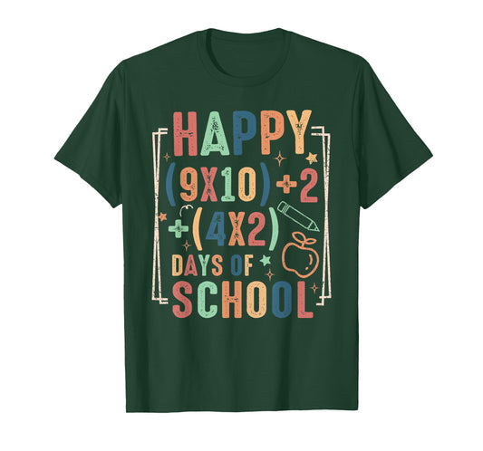 Happy 100 Days School Math Equation 100th Day Teacher Kids T-Shirt