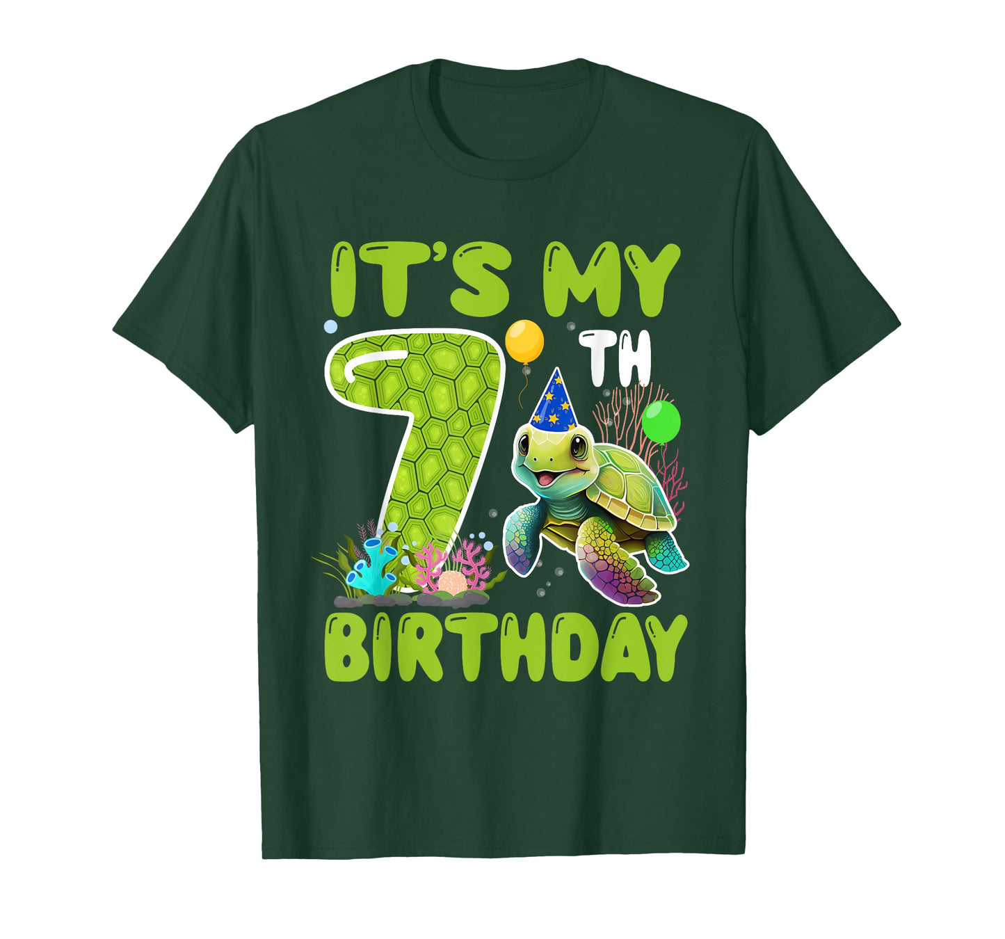 7 Year Old Birthday Sea Turtle Theme It's My 7th Birthday T-Shirt