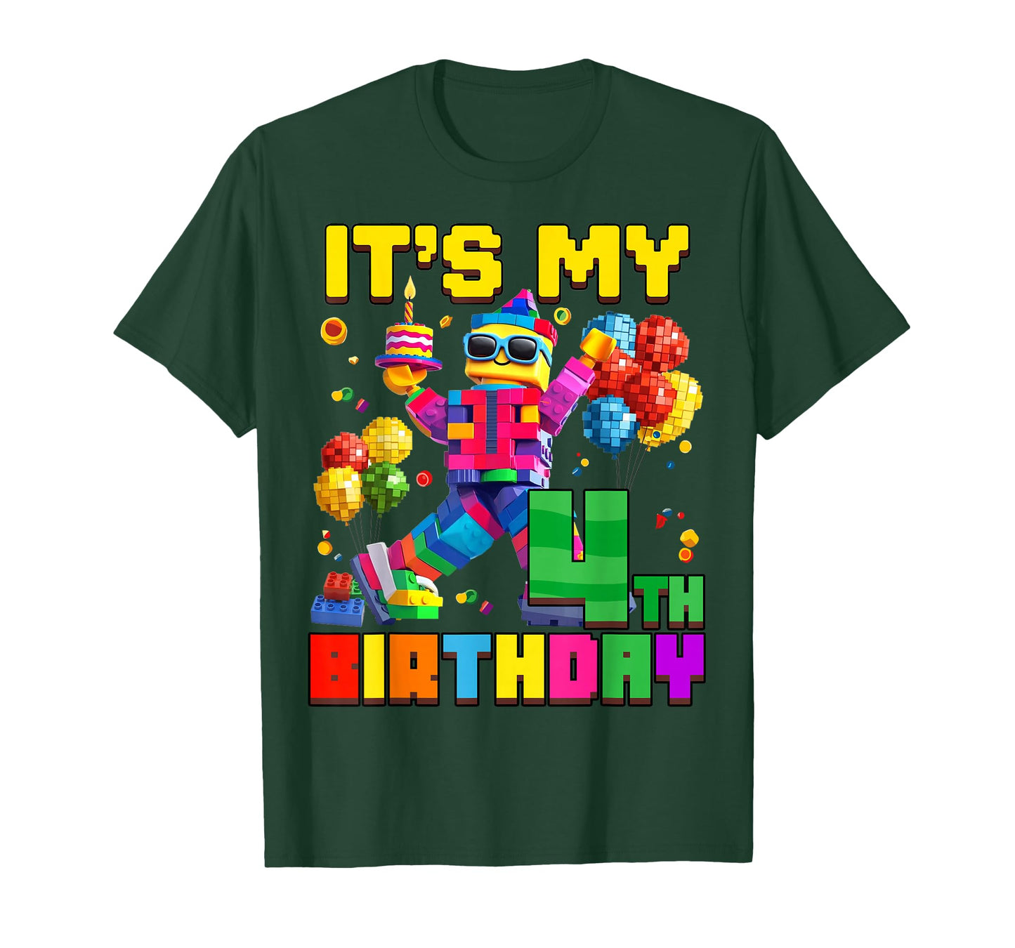 Its My 4th Fourth Birthday Building Brick 4 Years Old Boys T-Shirt