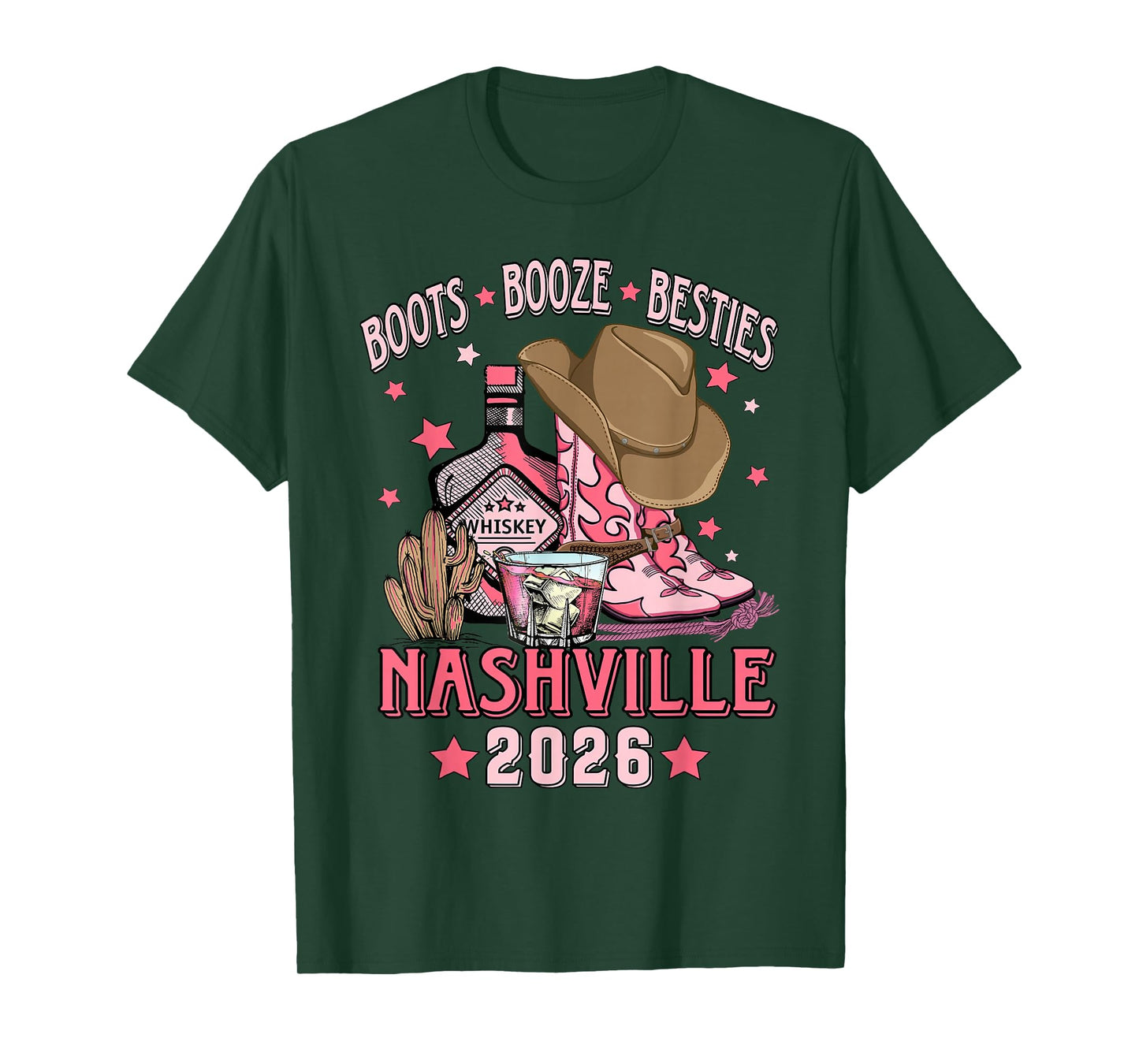 Boots Booze Besties Drinking Nashville Girls Trip 2026 T-Shirt