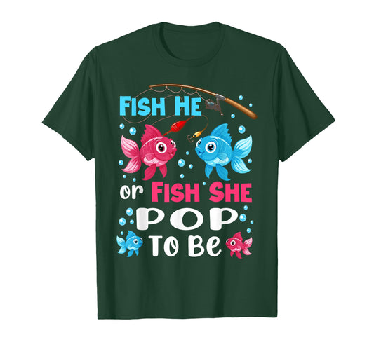 Fish He Or Fish She Gender Reveal Family Pop T-Shirt